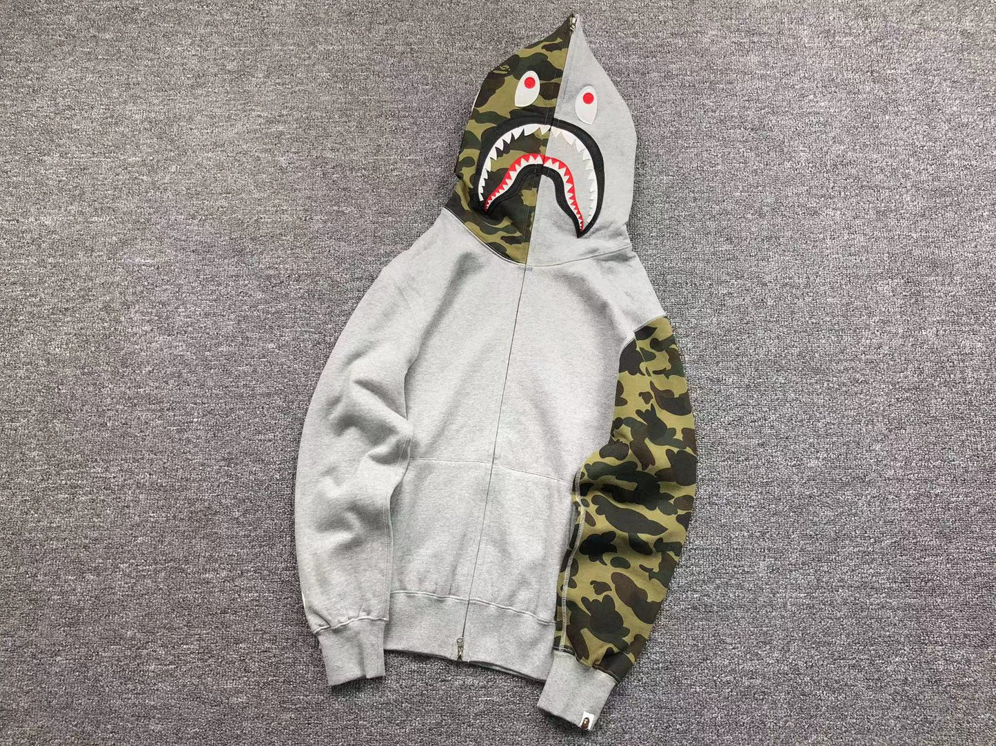 BAPE GREEN CAMO FULL ZIP HOODIE GREY - Vanté®