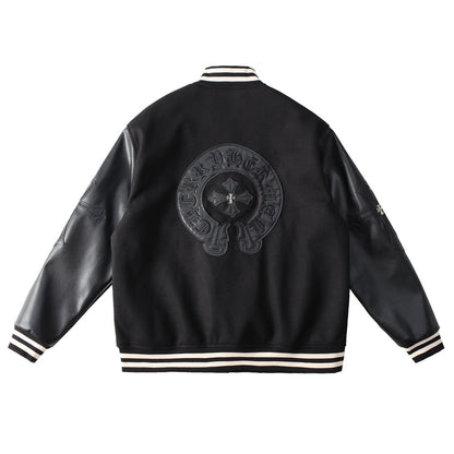 CHROME HEARTS HORSE SHOE LOGO VARSITY JACKET BLACK - Vanté®