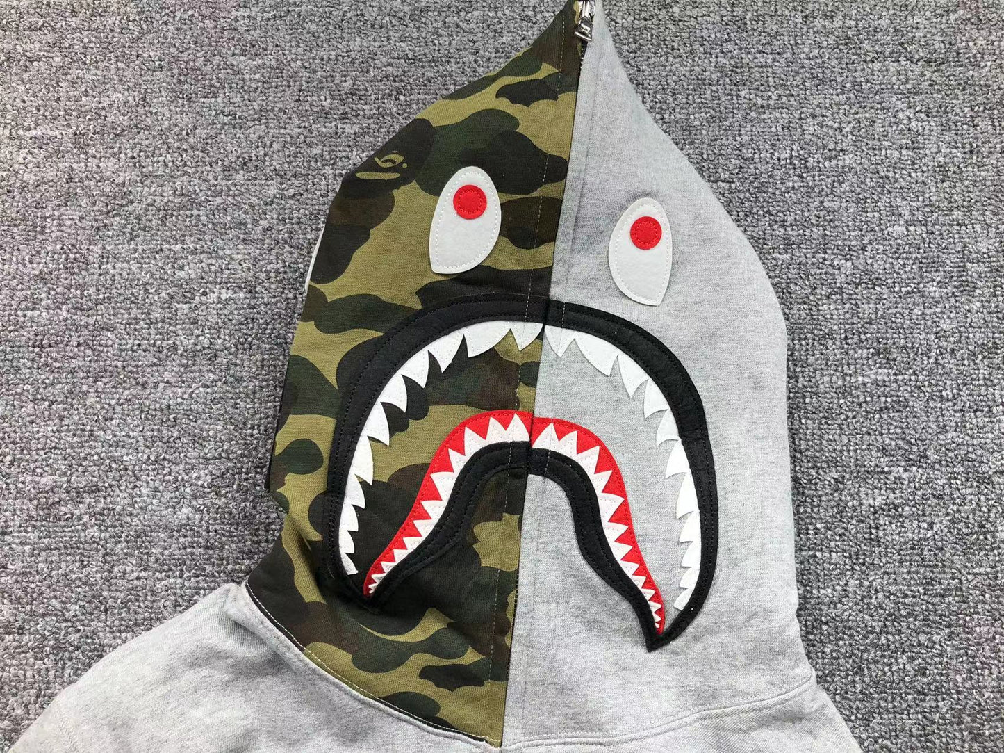 BAPE GREEN CAMO FULL ZIP HOODIE GREY - Vanté®
