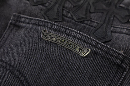 CHROME HEARTS BROWN CROSS PATCH JEANS BLACK - Vanté®