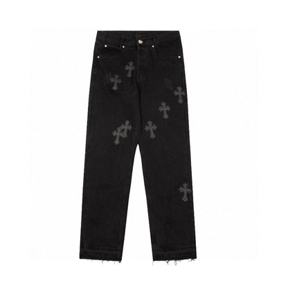 CHROME HEARTS BLACK CROSS PATCH JEANS BLACK - Vanté®