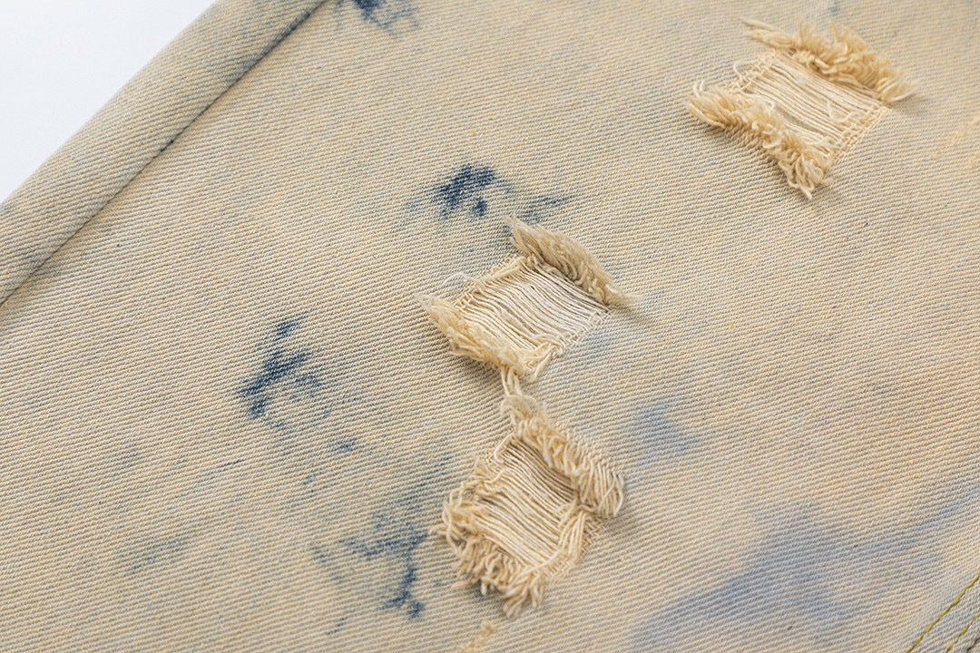 CHROME HEARTS ORANGE BROWN CROSS PATCH JEANS BEIGE - Vanté®