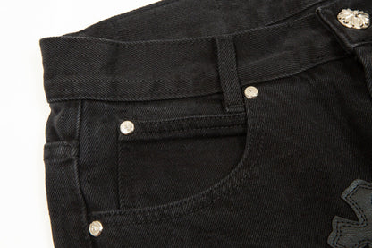 CHROME HEARTS BLACK CROSS PATCH JEANS BLACK - Vanté®