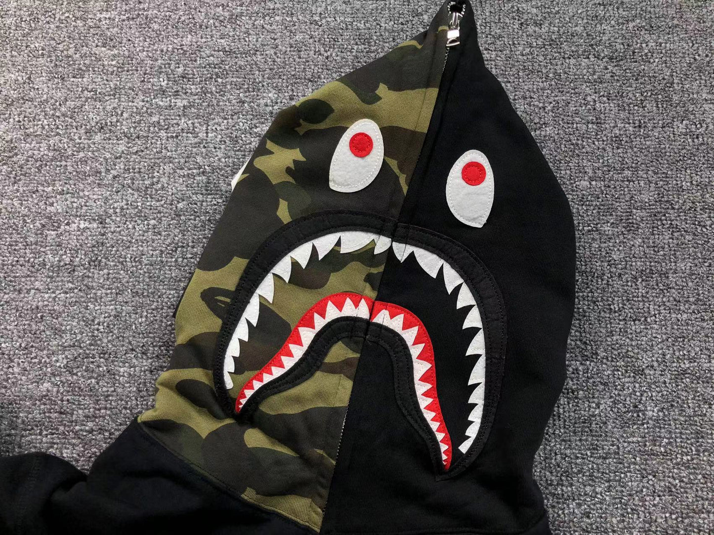 BAPE GREEN CAMO FULL ZIP HOODIE BLACK - Vanté®