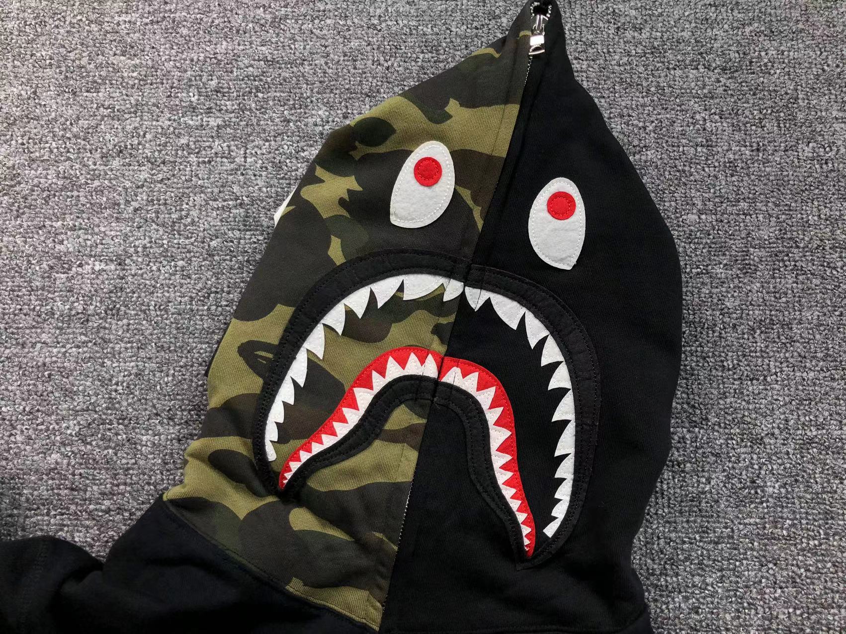 BAPE GREEN CAMO FULL ZIP HOODIE BLACK - Vanté®