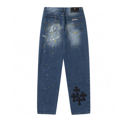 CHROME HEARTS GREEN CROSS PATCH JEANS DENIM - Vanté®