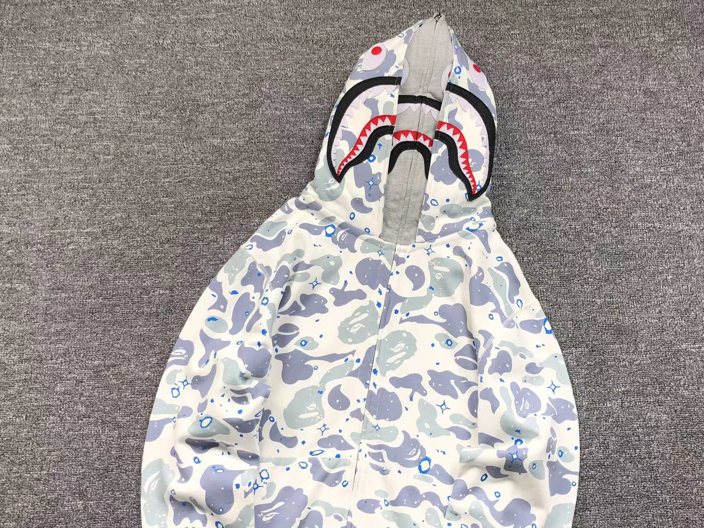 BAPE SPACE CAMO DOUBLE SHARK FULL ZIP HOODIE WHITE - Vanté®