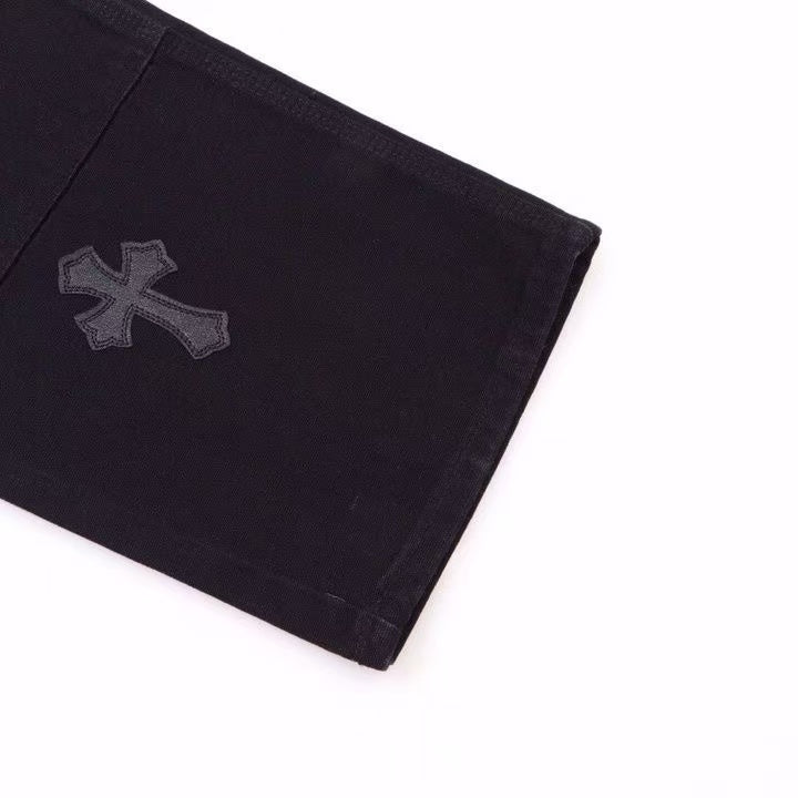 CHROME HEARTS BLACK DOUBLE KNEE CARPENTER JEANS - Vanté®