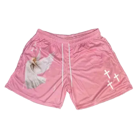Angel Cross Print Gym Shorts - Vanté®