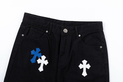 CHROME HEARTS BLUE CROSS PATCH JEANS BLACK - Vanté®