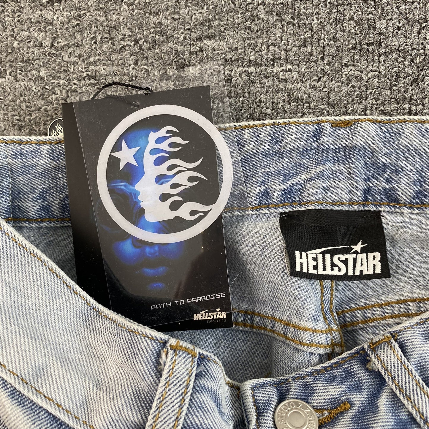 HELLSTAR BLACK FLAME JEANS WASHED BLUE - Vanté®