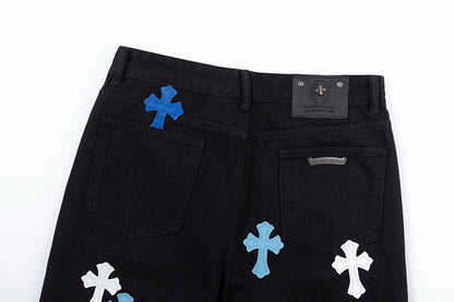 CHROME HEARTS BLUE CROSS PATCH JEANS BLACK - Vanté®