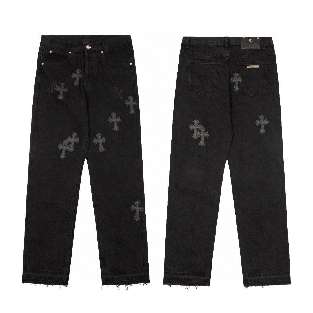 CHROME HEARTS BLACK CROSS PATCH JEANS BLACK - Vanté®