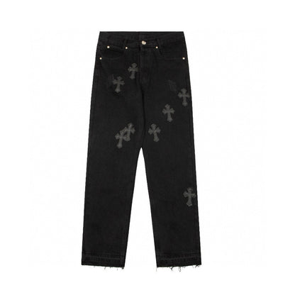 CHROME HEARTS BLACK CROSS PATCH JEANS BLACK - Vanté®