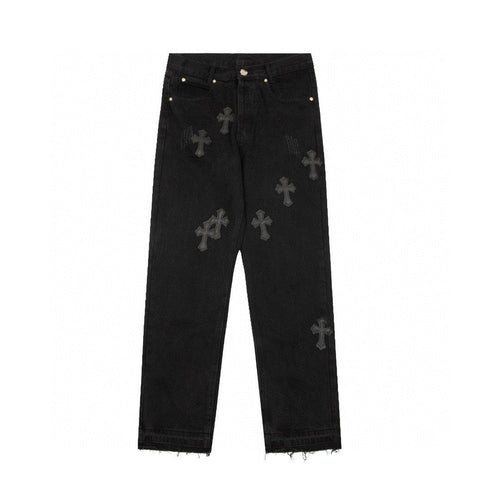 CHROME HEARTS BLACK CROSS PATCH JEANS BLACK - Vanté®