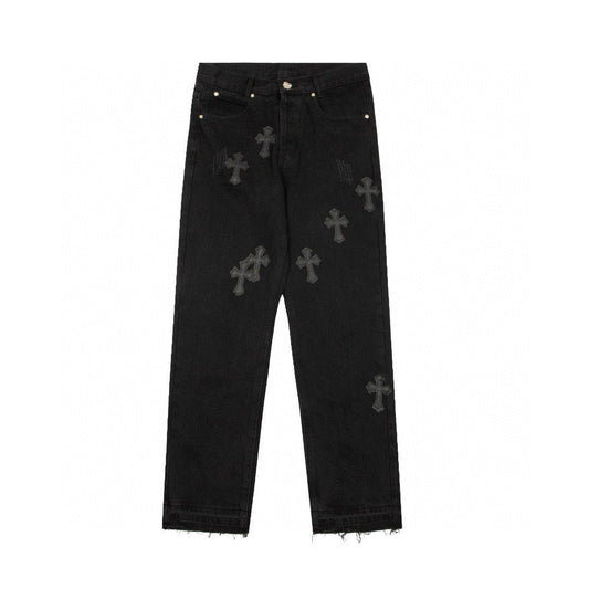CHROME HEARTS BLACK CROSS PATCH JEANS BLACK - Vanté®