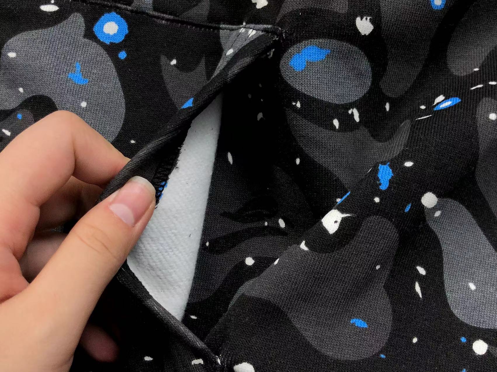 BAPE SPACE CAMO DOUBLE SHARK FULL ZIP HOODIE BLACK - Vanté®