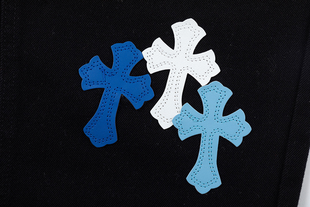 CHROME HEARTS BLUE CROSS PATCH JEANS BLACK - Vanté®