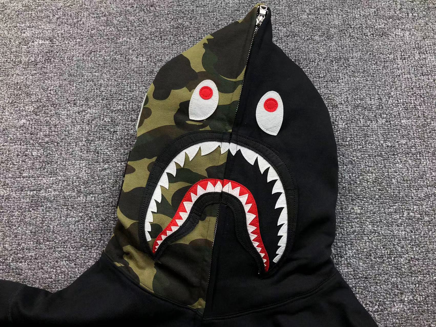 BAPE SHARK FULL ZIP HOODIE BLACK - Vanté®
