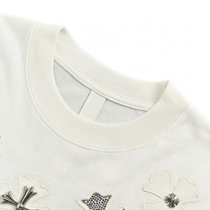 CHROME HEARTS CROSS PATCH COLLAR T-SHIRT WHITE - Vanté®