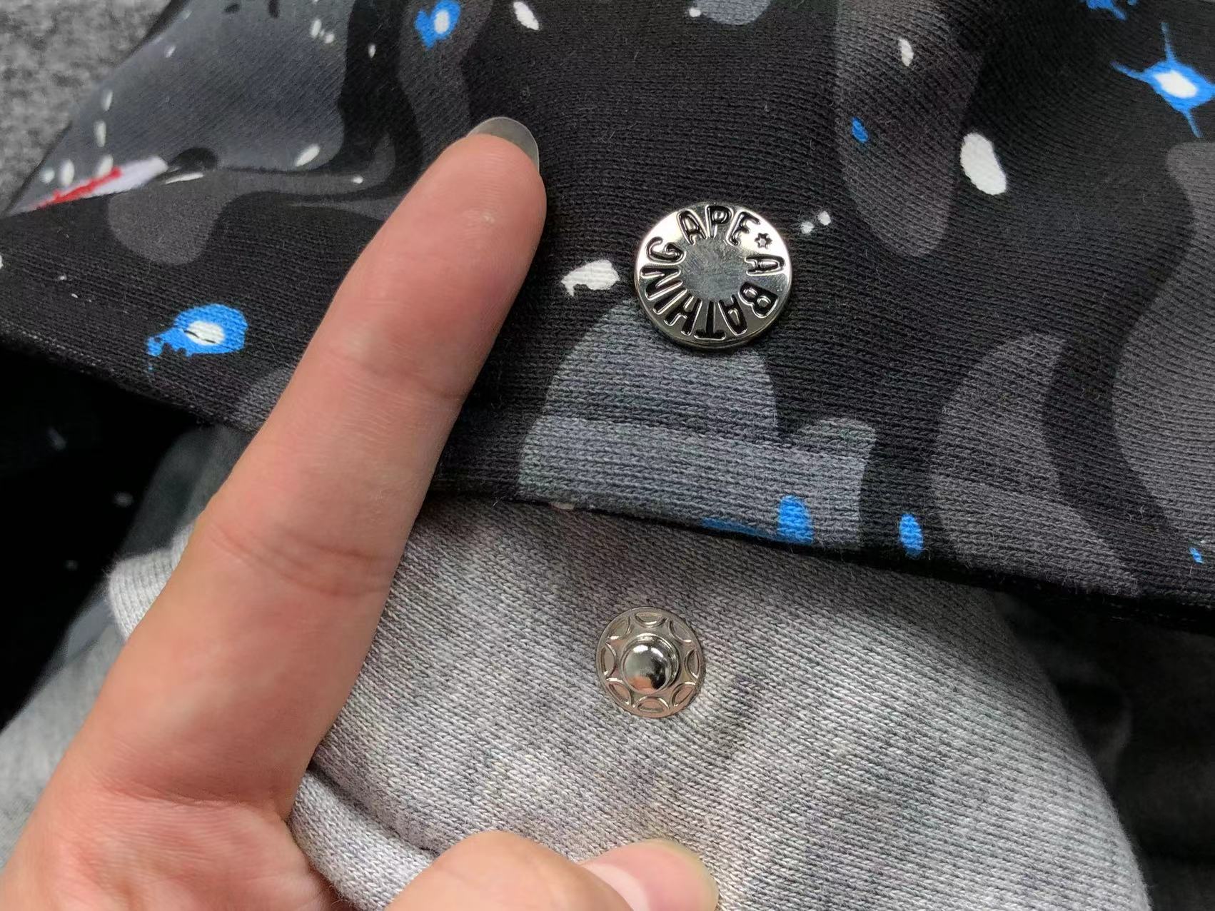 BAPE SPACE CAMO DOUBLE SHARK FULL ZIP HOODIE BLACK - Vanté®