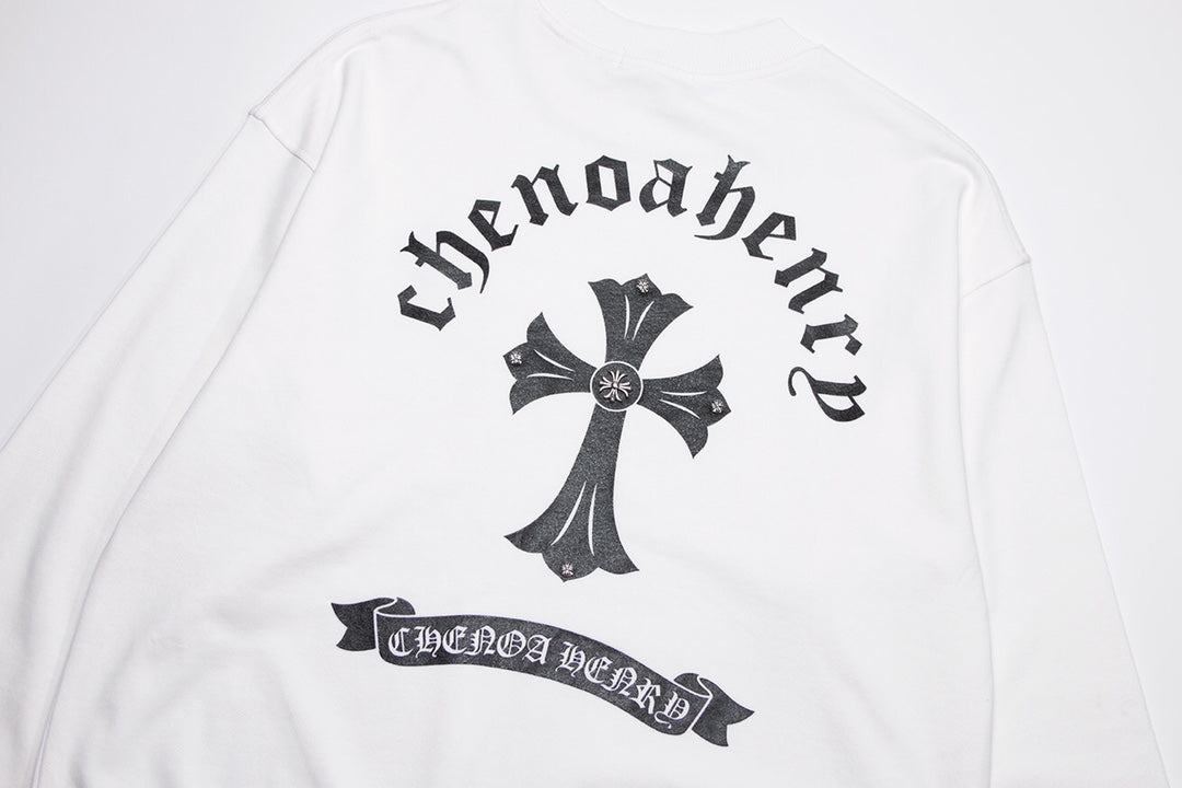 CHROME HEARTS BLACK CROSS SWEATSHIRT WHITE - Vanté®