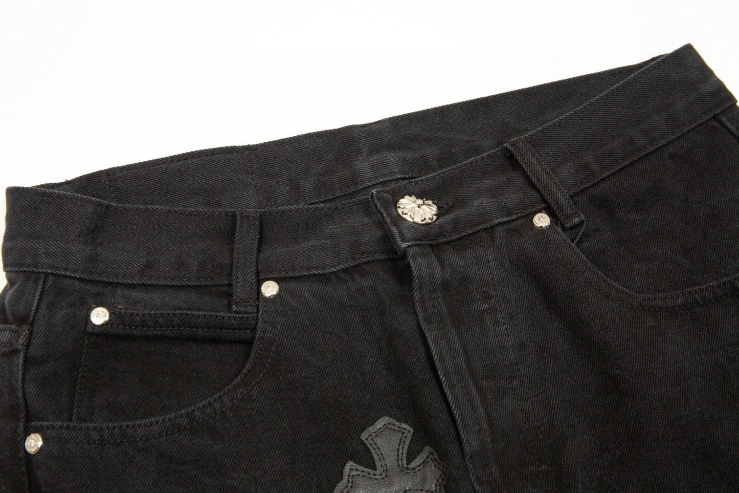 CHROME HEARTS BLACK CROSS PATCH JEANS BLACK - Vanté®