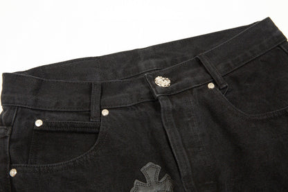 CHROME HEARTS BLACK CROSS PATCH JEANS BLACK - Vanté®