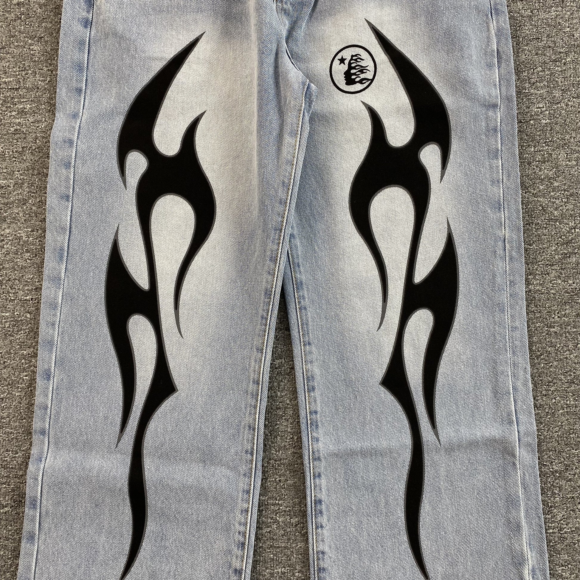 HELLSTAR BLACK FLAME JEANS WASHED BLUE - Vanté®