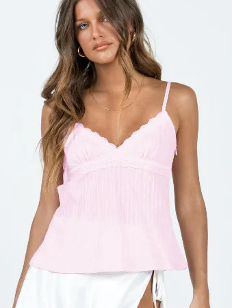 Y2K Pink Lace Patchwork Crop Top for Women (One Piece) - Vanté®