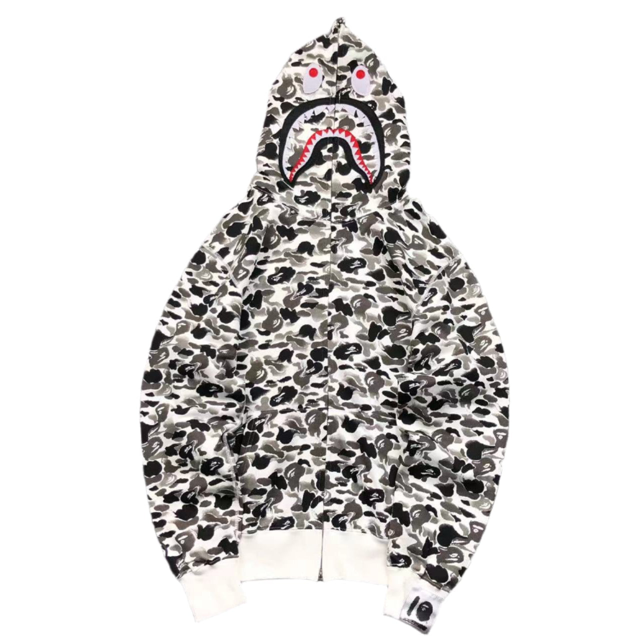 BAPE ABC CAMO SHARK FULL ZIP HOODIE GREY - Vanté®