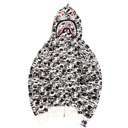 BAPE ABC CAMO SHARK FULL ZIP HOODIE GREY - Vanté®