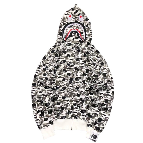 BAPE ABC CAMO SHARK FULL ZIP HOODIE GREY - Vanté®