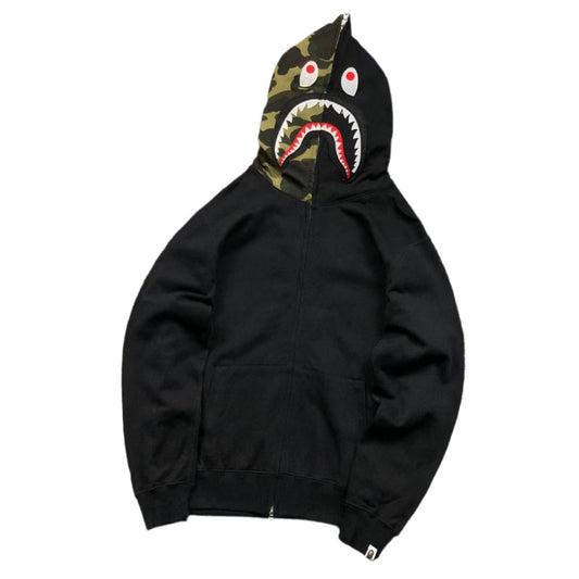 BAPE SHARK FULL ZIP HOODIE BLACK - Vanté®