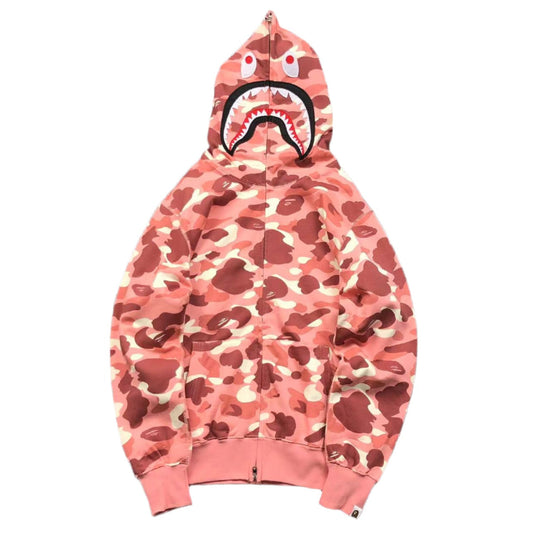 BAPE x BARBIE DOT CAMO SHARK FULL ZIP HOODIE PINK - Vanté®