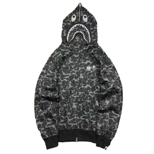 BAPE x DOVER STREET MARKET SPECIAL CAMO SHARK FULL ZIP HOODIE BLACK - Vanté®