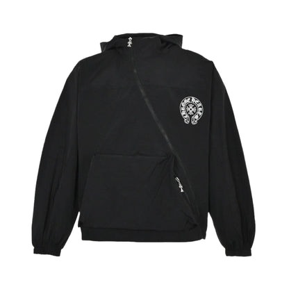 CHROME HEARTS ASYMMETRICAL ZIP HOODIE BLACK - Vanté®