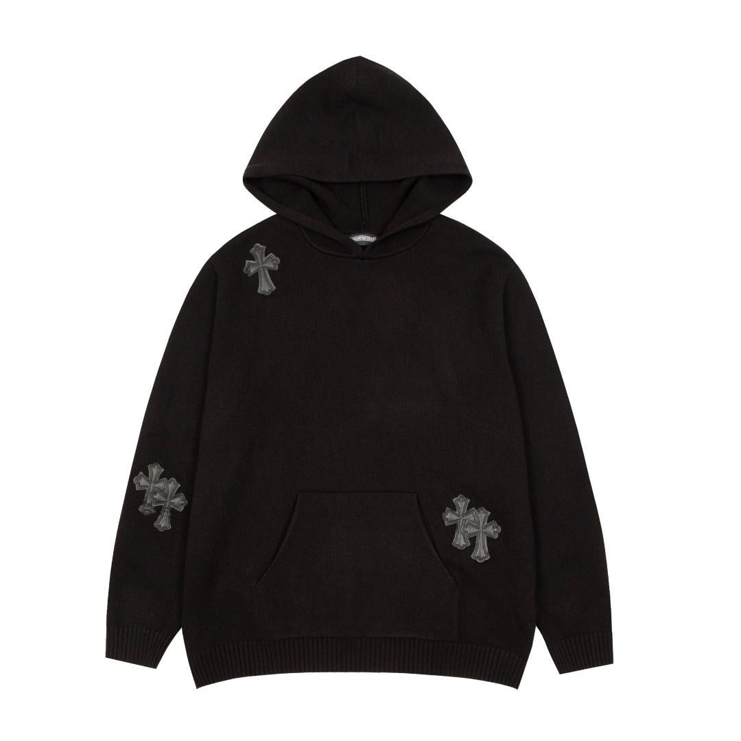 CHROME HEARTS BLACK CROSS PATCH HOODIE BLACK - Vanté®