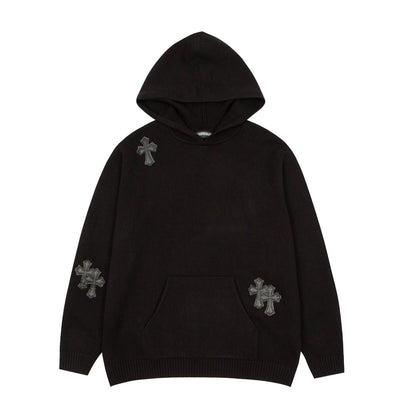 CHROME HEARTS BLACK CROSS PATCH HOODIE BLACK - Vanté®