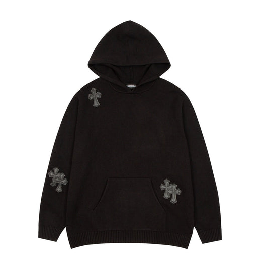 CHROME HEARTS BLACK CROSS PATCH HOODIE BLACK - Vanté®