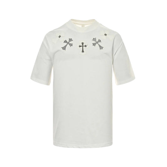 CHROME HEARTS CROSS PATCH COLLAR T-SHIRT WHITE - Vanté®