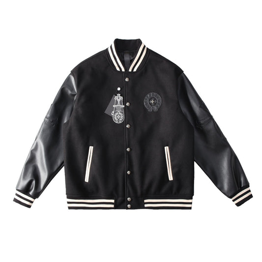 CHROME HEARTS HORSE SHOE LOGO VARSITY JACKET BLACK - Vanté®