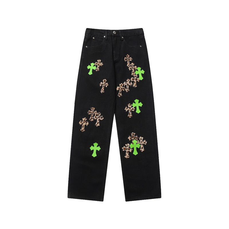CHROME HEARTS JEANS BLACK GREEN LEOPARD - Vanté®