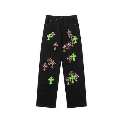 CHROME HEARTS JEANS BLACK GREEN LEOPARD - Vanté®