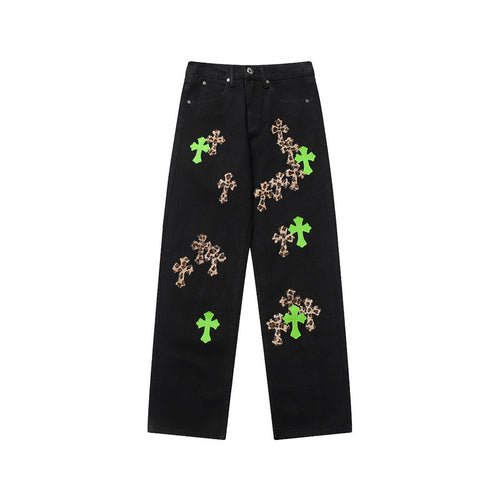 CHROME HEARTS JEANS BLACK GREEN LEOPARD - Vanté®