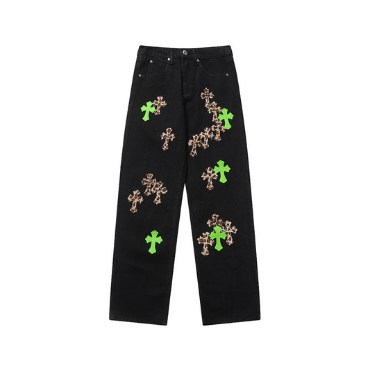 CHROME HEARTS JEANS BLACK GREEN LEOPARD - Vanté®
