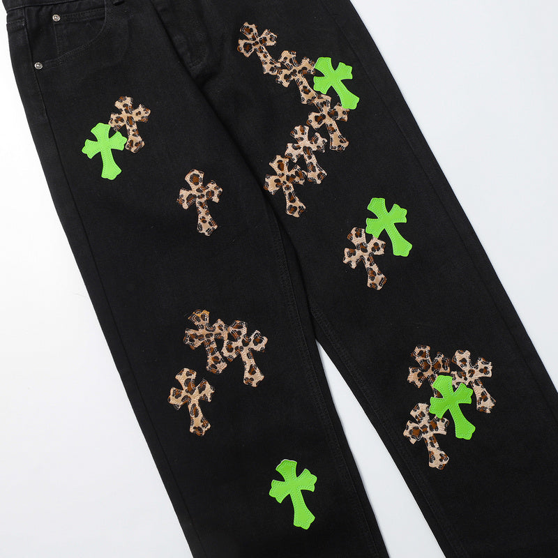 CHROME HEARTS JEANS BLACK GREEN LEOPARD - Vanté®
