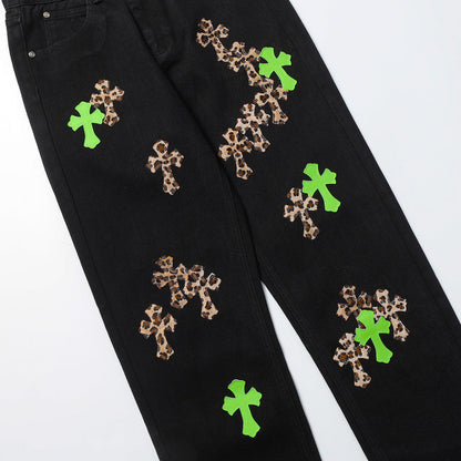CHROME HEARTS JEANS BLACK GREEN LEOPARD - Vanté®