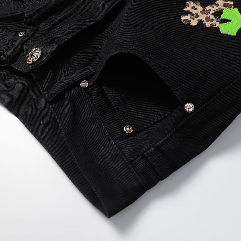 CHROME HEARTS JEANS BLACK GREEN LEOPARD - Vanté®