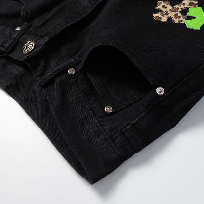 CHROME HEARTS JEANS BLACK GREEN LEOPARD - Vanté®